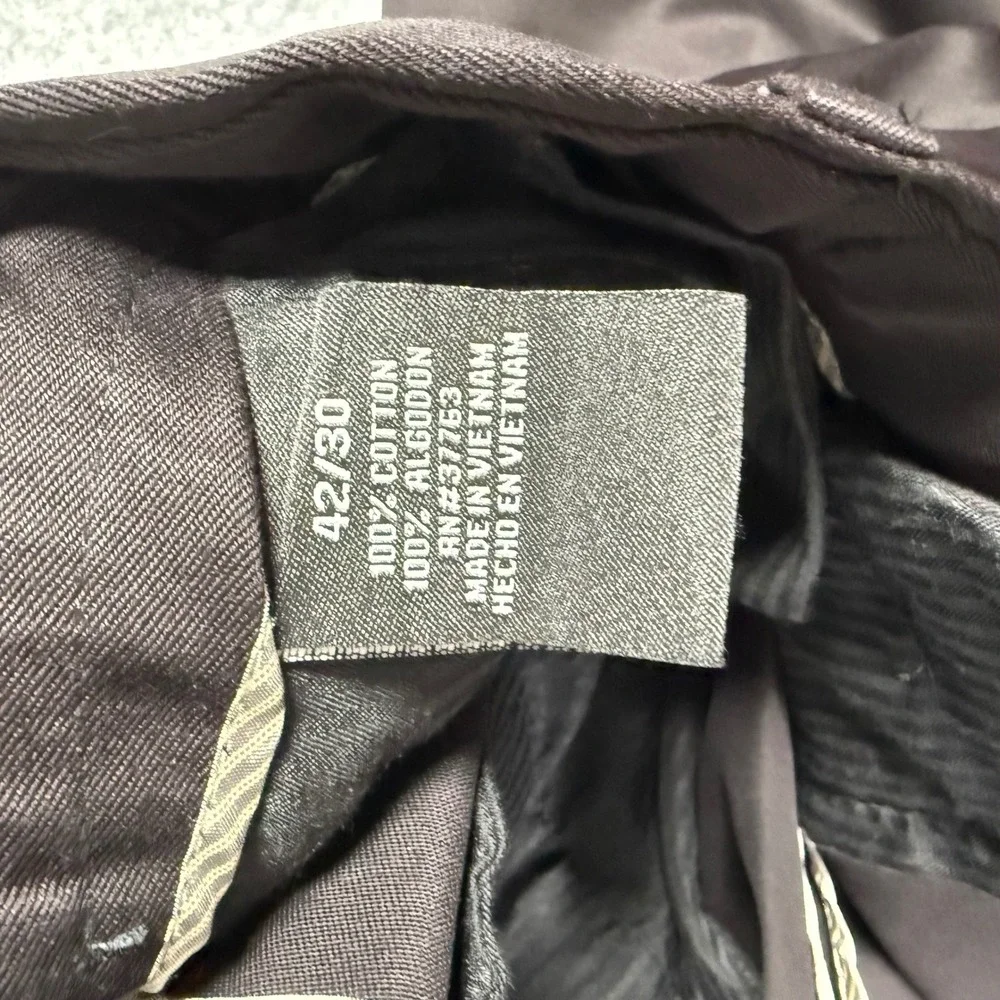 Perry Ellis Portfolio Mens 42x28 Black No Iron Premium Twill Dress Pants Slacks